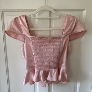 Superdown pink satin effect top